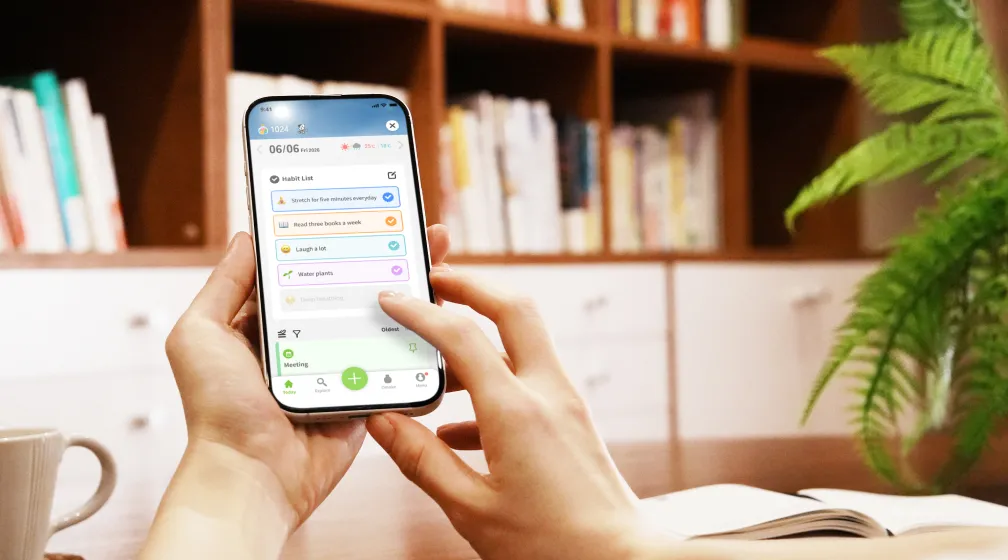 Tracking your daily mood and habits in the app